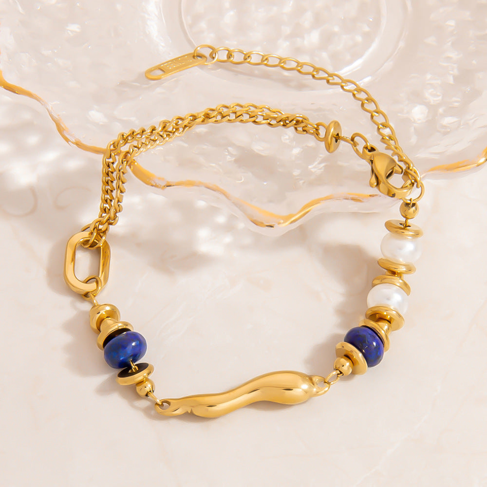 Azure Ripple Pearl Bracelet