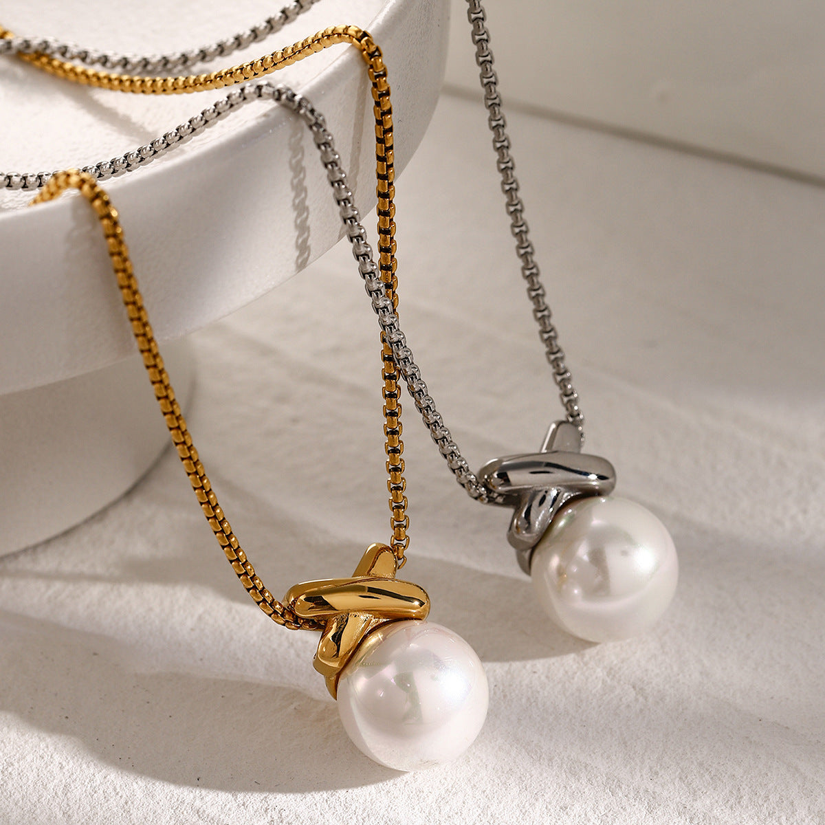 Golden Pearl Drop Necklace