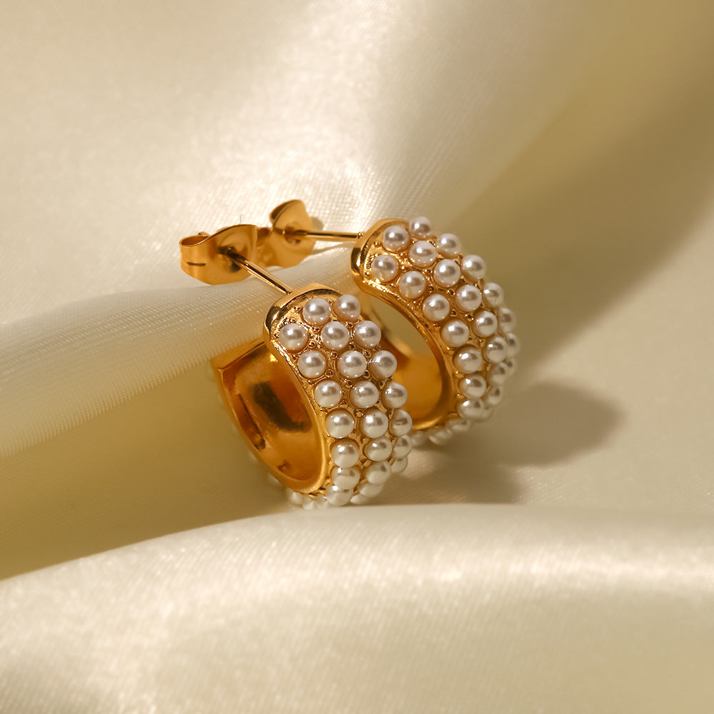 Luxe Pearl Dome Hoops