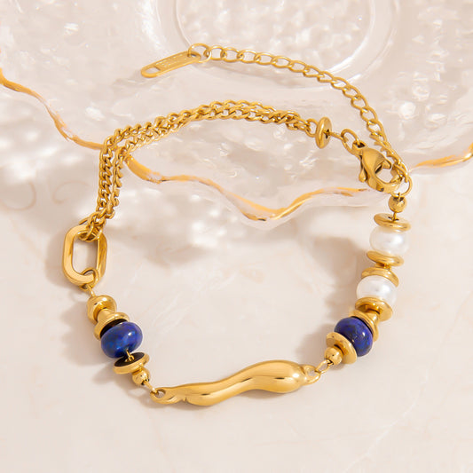 Azure Ripple Pearl Bracelet