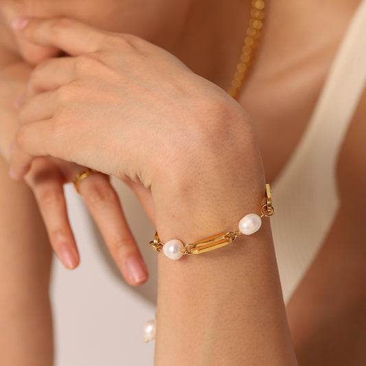 Luxe Link & Pearl Bracelet