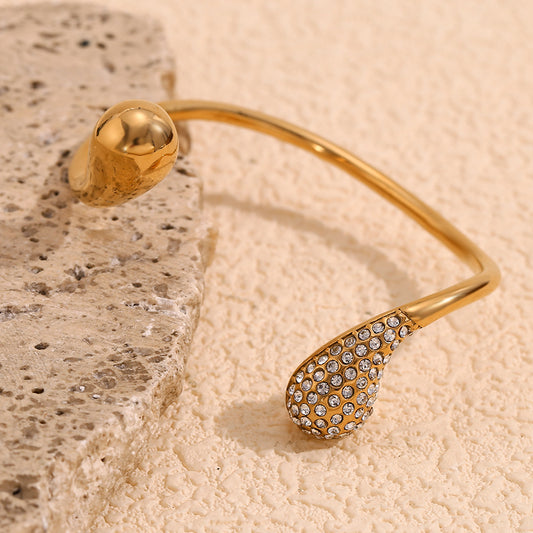 Sculpted Teardrop Pavé Bangle