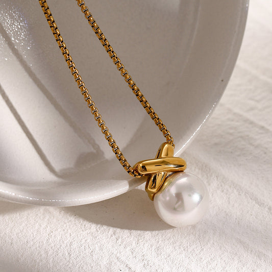 Golden Pearl Drop Necklace