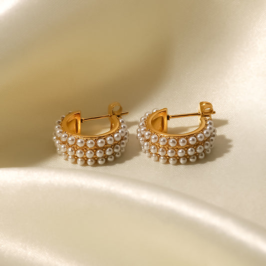 Luxe Pearl Dome Hoops
